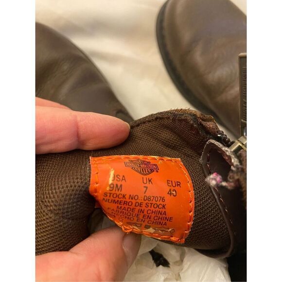 Harley Davison ankle brown boots size 9 studs laces stock #087076 - Picture 2 of 8